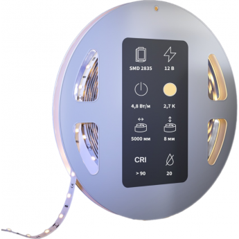 Светодиодная лента MAYTONI 201001 12В 2835 4,8Вт/м 2700К 5м IP 20 201001