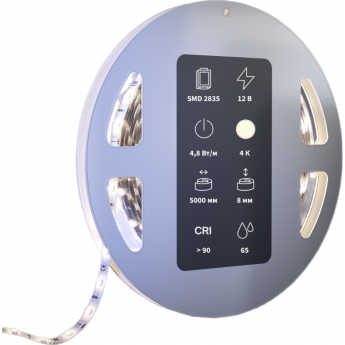 Светодиодная лента MAYTONI 12В 2835 4,8Вт/м 4000К 5м IP 65 201007